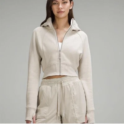 Lululemon Women’s Scuba Full Zip Cropped Hoodie Bone Size 0 - Image 1 of 4