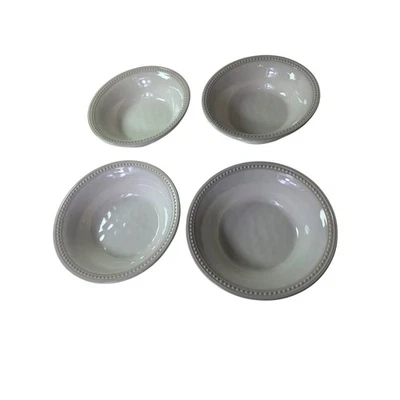 PIER 1 Spice Route todo branco borda frisada texturizada melamina tigela de cereais conjunto de 4 - Imagem 1 de 4