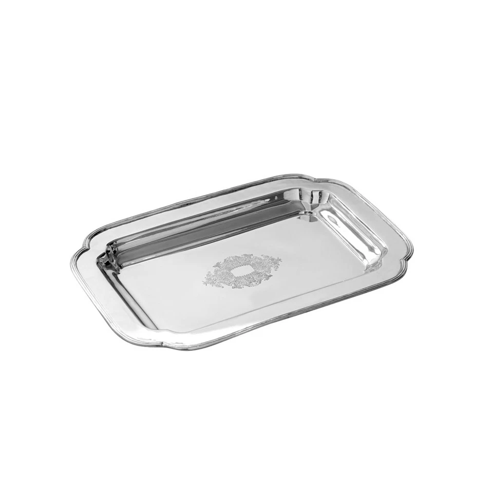 rechteckiges versilbertes Tablett 30 x 20 cm glatt poliert - Bild 1 von 1