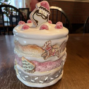 Department 56 Time to Celebrate Christmas Cake Cookie Jar Sugar Cookies Icy - Picture 1 of 10