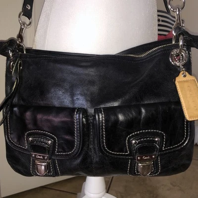 Coach 18996 Negro Amapola Bolso de Hombro Cartera Convertible Bandolera Bolso de Mano Y2K Foto 1 de 4