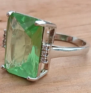 Beautiful 925 Filled Silver Ring Aquamarine & Cz. Size 6 - Picture 1 of 7