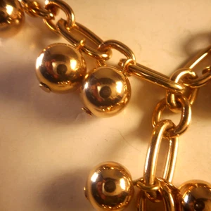 Vtg NOS Liz Claiborne On Card Goldtone Ball and Chain Hardware Necklace 18" - Picture 1 of 5