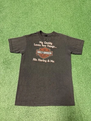 Camisa de Colección Harley Davidson “Daddy Loves Harley And Me” Niños Grande Negra MARCAS Foto 1 de 4