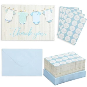 60 Pack Baby Shower Thank You Cards with Blue Envelopes for Boy - 6 x 4-inch ... - Picture 1 of 9