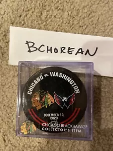 Chicago BLACKHAWKS Capitals Warm Up Puck 12/10/23 Game Used Connor Bedard Rookie - Picture 1 of 2