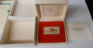 1976 FRANKLIN MINT 500 GRAINS STERLING SILVER CHRISTMAS INGOT BOX AND COA - Picture 1 of 7