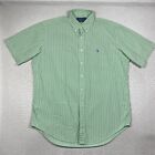 Ralph Lauren Shirt Classic Fit Mens Large Green Striped Button Down Short Sleeve