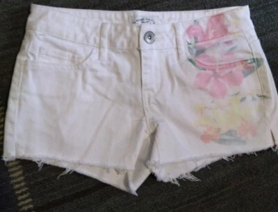 Pantalones Cortos de Jean Damas-Niñas-Ashley-Aeropostale Blanco Floral Rosas-00 Foto 1 de 4