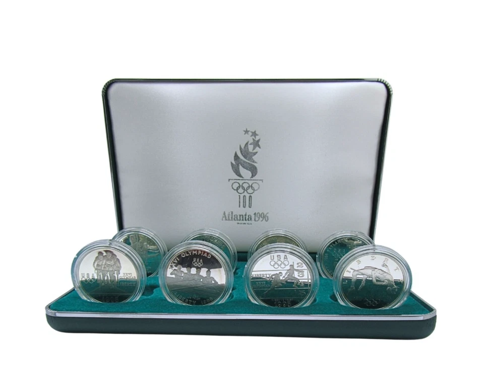 1995 - 1996 U.S. Mint Atlanta Centennial Olympic Games Eight Silver Proof Coins - Image 1 of 4