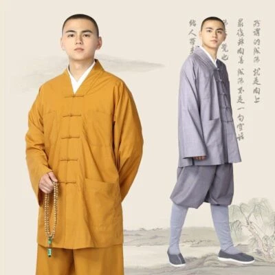 僧侣功夫制服少林寺服装佛教长袍 Meditatio 太极套装 — 第 1/4 张图片