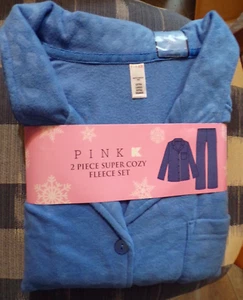 Blue Embossed 2 Piece Cozy Fleece Pajama Set~Asst. Women's Sizes~NEW w/tag - Picture 1 of 1
