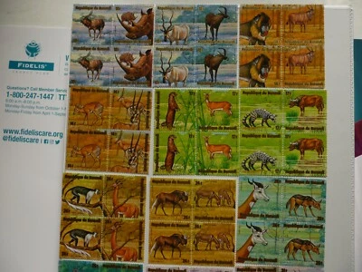 1975 Burundi Wild Animals 12 Blocks Gold Font Sc #C218-C223 - Image 1 of 3
