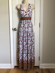 Maeve Anthropologie Tiered Maxi Dress Size M Vneck Jersey Floral Sleeveless - Picture 1 of 23