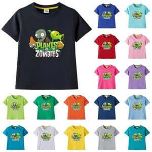 Kids Boys Plants vs. Zombies Print Casual Short Sleeve T-Shirt Cotton Tee Tops - Picture 1 of 28