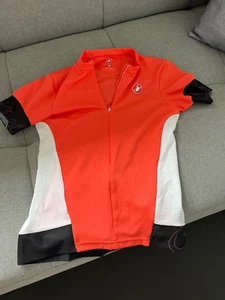 Castelli Womens Short Sleeve Cycling Top - Coral Red/White Size Small - Picture 1 of 2
