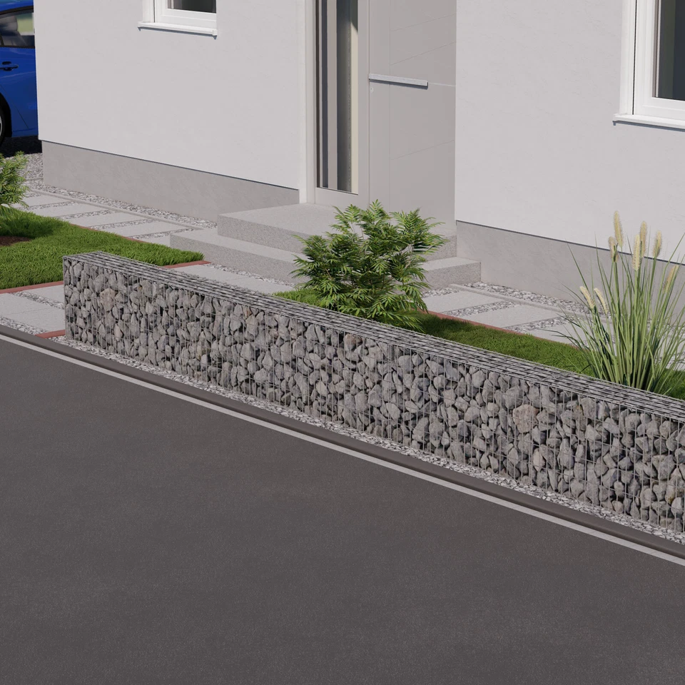 Gabionenwand 5m x 25cm x 50cm Steinzaun Drahtkorb Schotterkorb Gabione Mauer Neu - Bild 1 von 4