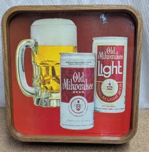 Vecchia insegna birra Milwaukee 1982 latta tazza vetro 11x11x3,5" - Foto 1 di 8