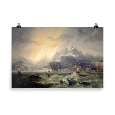 Póster - HMS Erebus y Terror en la Antártida - John Wilson Carmichael Foto 1 de 4