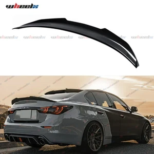 Rear Lip Trunk Spoiler Wing For 14-23 Infiniti Q50 Sedan PSM Carbon Fiber Style - Picture 1 of 12