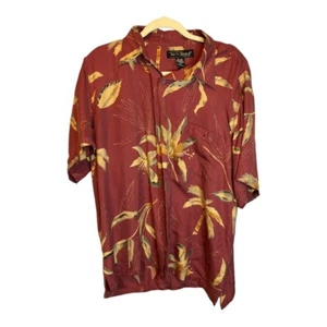 Tori Richard Camicia Uomo Taglia Large Seta Floreale Rosso Hawaiano - Foto 1 di 3