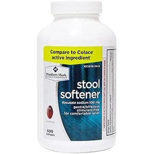 Member's Mark Stool Softener Regular Strength Docusate Sodium 100mg, 600 - Picture 1 of 1