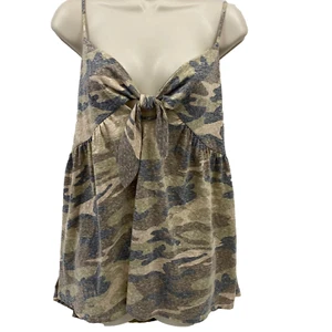Womens Hopely camo Tank Top Size small oversized New tie knot detail cut out - Picture 1 of 8