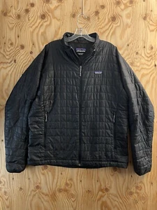 Patagonia Nano Puff Jacket Mens XL Black Full Zip Primaloft Pockets *READ*Hole* - Picture 1 of 14