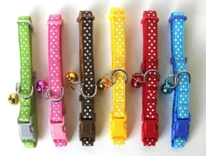 VENDEDOR DE EE. UU. Cuello de lunares de nailon gato perro cachorro cuello pequeño para mascota 7"" - 11"" - Imagen 1 de 7