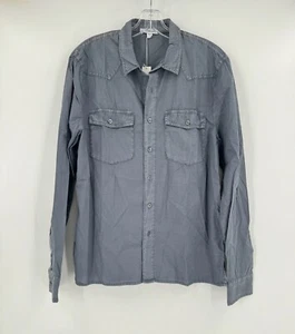 James Perse Mens Slate Blue Cotton Long Sleeve Button Up Shirt Sz 1/S NWT - Picture 1 of 6