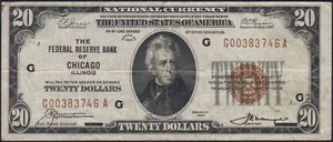 FR.1870-G 1929 Chicago $20 Federal Reserve Bank Note VF - Picture 1 of 2