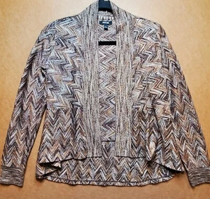 Apt. 9 Womens Cardigan Sweater Small Black Brown Gold Shimmer Flowy Open Front - Picture 1 of 9
