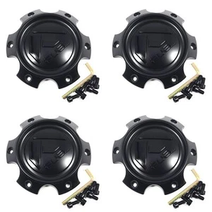 4 Fuel Matte Black Center Caps 5-11/16"OD Bolt-On Open-End Closed-End 1006-12BLD - Picture 1 of 4