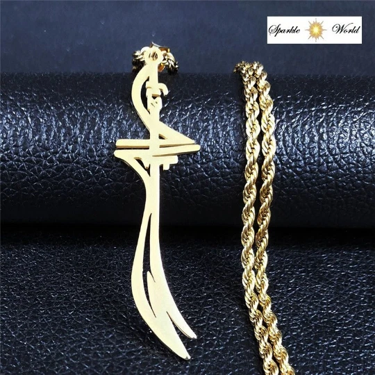IMAM ALI A.S Zulfiqar Goldschwert Herren Edelstahl Anhänger islamische Halskette - Bild 1 von 4