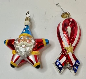 (2) Adornos Patrióticos Christopher Radko: Unidos por la Libertad/Estrella de la Libertad Santa - Imagen 1 de 2