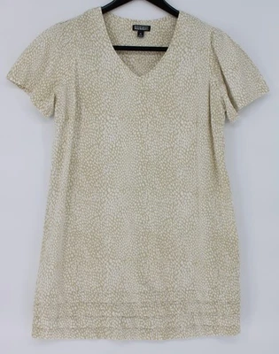 Nicole Miller Dress Womens XL Short Sleeve Linen Blend Above Knee Boho Beige - Image 1 of 4
