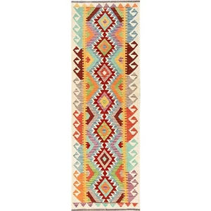 2'8"x8'3" Colorful Afghan Kilim 100% Wool Rug Flat Weave Hand Woven Runner 1911 - Picture 1 of 6