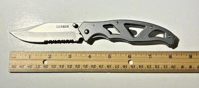 Gerber Paraframe Serrated 8" Knife USED, Good Condition, Silver Stainless Steel - Image 1 of 4