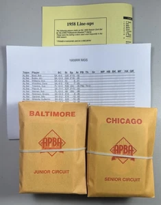 APBA Baseball 1958 RR Season Complete Cards Set w/MG Symbols Near Mint to Mint - Bild 1 von 2