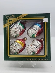 Lote De 4 Adornos De Vidrio Soplado Papá Noel De Colección - Pirámide 1994 - Imagen 1 de 4