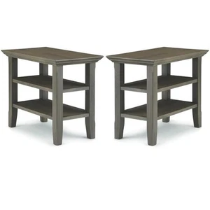 Home Square 2-Piece Wood 14" Rectangle Narrow Side Table Set in Farmhouse Gray - Picture 1 of 10