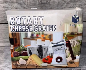 Phelya Rotary Cheese Grater, White & Red - Picture 1 of 3