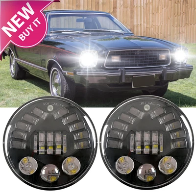 2x Faros LED redondos DOT de 7 pulgadas haz alto y bajo para Ford Mustang 1964-1973 Foto 1 de 4