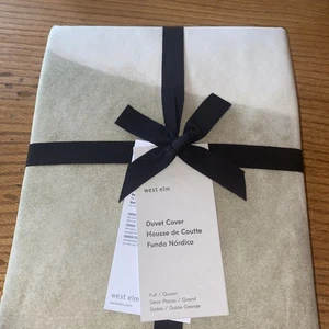 West Elm F/Q Bettbezug ￼Grünlich & Beige, Full/Queen 💯 Baumwolle - Bild 1 von 4