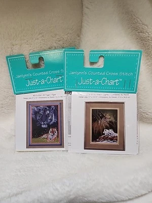 Just-A-Chart NORTHERN LIGHTS 013-0279 and Tiger 013-0301 Counted Cross Stitch - Image 1 of 4