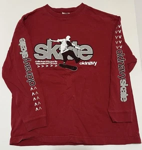 VTG EUC Old Navy Boys Medium Skate Theme Shirt Red Long Sleeve Skate Old Navy - Picture 1 of 4