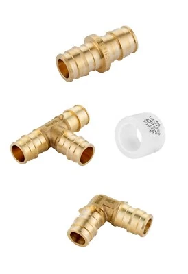 EFIELD 130PCS 1/2" PEX Expansion Brass Fittings:Elbow, Coupler, Tee ,Rings - Image 1 of 4