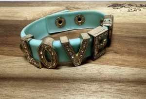 Armband Türkis Gold Liebe mit Herz verstellbar Druckknopf - Bild 1 von 3