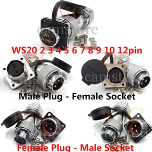 WS20 2-12Pin IP67 Waterproof Aviation Cable Connector,Panel Mount Connector Plug - Picture 1 of 14