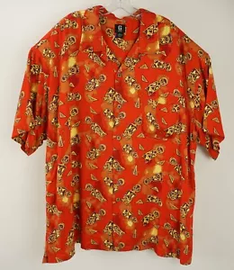 Vintage Guess Jeans Mens 2XL Short Sleeve Orange Red Rayon Tribal Hawaiian Shirt - Picture 1 of 7